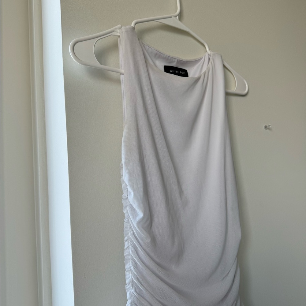 White Fox Ruched Drawstring Mini Dress - Picture 4 of 4